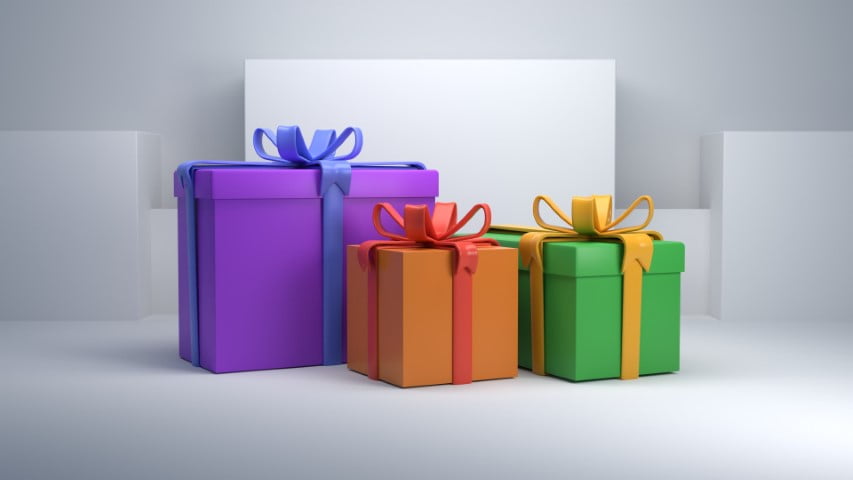 coulured gift boxes