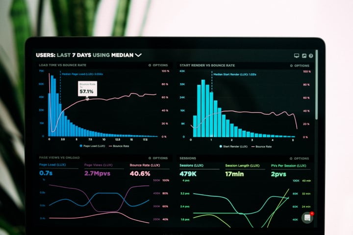 screen showing organic traffic charts